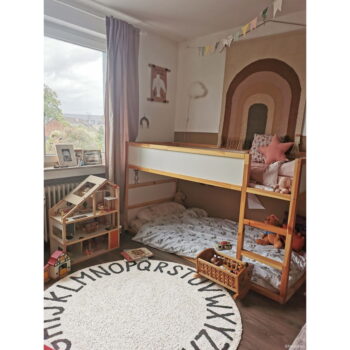 Krémový prateľný ručne tkaný bavlnený detský koberec ø150 cm ABC Natural Black – Lorena Canals - Image 8
