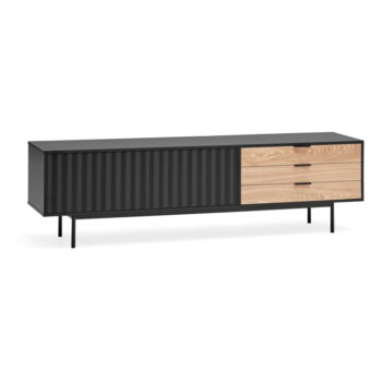 TV stolík v dekore duba v čierno-prírodnej farbe 180x52 cm Sierra – Teulat - Image 2