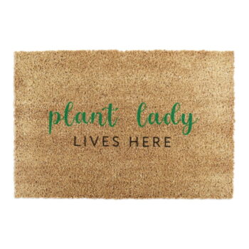 Rohožka z kokosového vlákna 60x90 cm Plant Lady Lives Here – Artsy Doormats