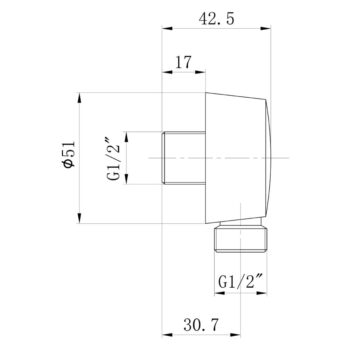 Mosadzný diel na pripojenie sprchy v matne striebornej farbe ø 5 cm – Sapho - Image 2