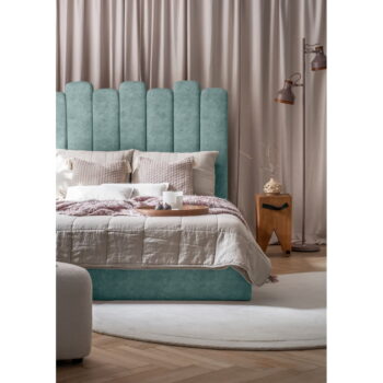 Tyrkysovomodrá čalúnená dvojlôžková posteľ s úložným priestorom s roštom 160x200 cm Dreamy Aurora – Miuform - Image 11