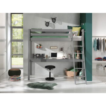 Sivá vyvýšená detská posteľ z borovicového dreva 90x200 cm PINO – Vipack - Image 2