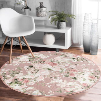 Svetloružový prateľný okrúhly koberec vhodný pre robotické vysávače ø 80 cm Comfort – Mila Home - Image 5