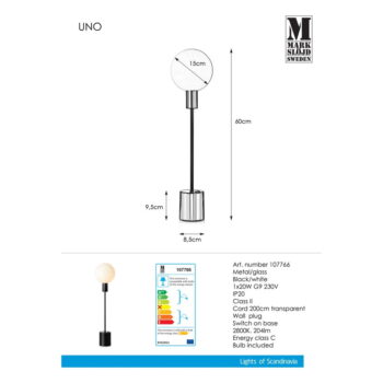 Čierna stolová lampa Markslöjd Uno Table Black - Image 3