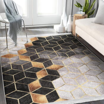 Koberec behúň v sivo-zlatej farbe 80x200 cm – Mila Home - Image 3