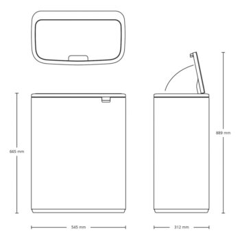 Matne čierny dotykový oceľový odpadkový kôš 60 l Bo Touch Bin – Brabantia - Image 6