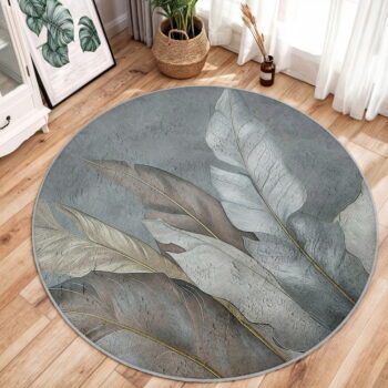 Zeleno-sivý prateľný okrúhly koberec ø 120 cm Dusty Leaves – Mila Home - Image 7