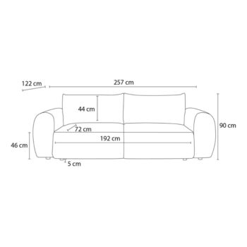 Krémová menčestrová rozkladacia pohovka 257 cm Lucien – Bobochic Paris - Image 4