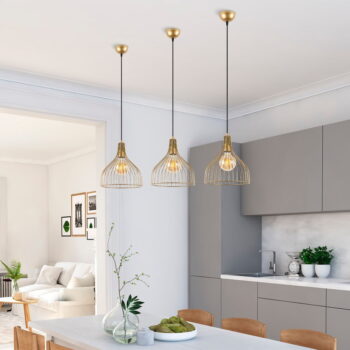 Závesné svietidlo v zlatej farbe s kovovým tienidlom ø 25 cm Cafu – Opviq lights - Image 4