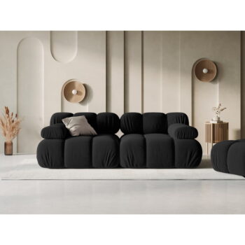 Čierna zamatová pohovka 188 cm Bellis – Micadoni Home – Obrázok 6