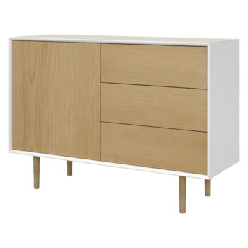 Nízka závesná komoda v dekore duba v bielej a prírodnej farbe 113x61 cm Wall – Tenzo - Image 9