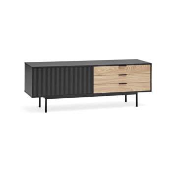TV stolík v dekore duba v čierno-prírodnej farbe 140x52 cm Sierra – Teulat - Image 2