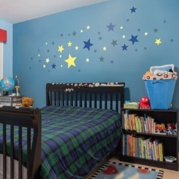 Sada 50 nástenných samolepiek Ambiance Stars Blue and Yellow – Obrázok 3