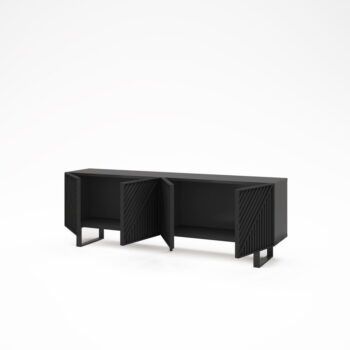 Čierny TV stolík 161x55x35 cm Peta – Marckeric – Obrázok 3