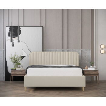Béžová čalúnená dvojlôžková posteľ s úložným priestorom s roštom 180x200 cm Noto – Maison de Rêve - Image 11