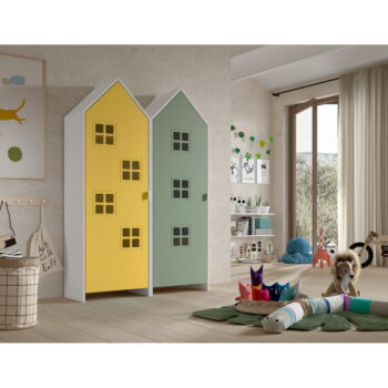 Žlto-zelená detská šatníková skriňa 115x171,5 cm CASAMI BRUGES – Vipack - Image 2