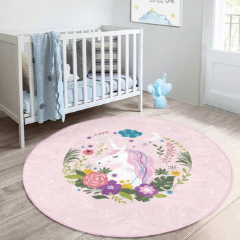 Ružový detský koberec ø 80 cm Comfort – Mila Home - Image 2
