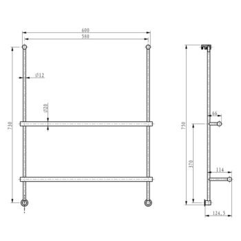 Čierny mosadzný závesný držiak na uteráky na sprchovú zástenu Sapho – Obrázok 3
