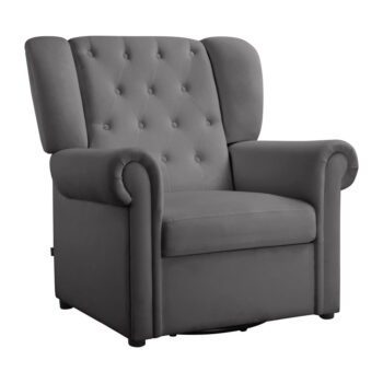 Sivé zamatové hojdacie chesterfield kreslo Lillyse – Støraa - Image 3