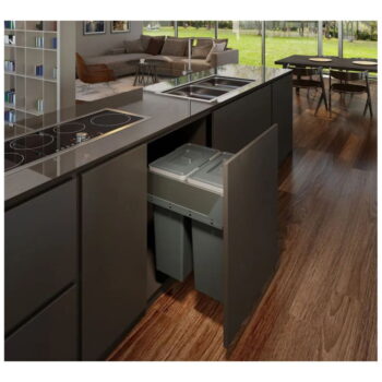 Sivý vstavaný plastový odpadkový kôš 35 l Block 2.0 – Elletipi – Obrázok 2