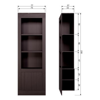 Tmavohnedá knižnica z borovicového dreva 78x230 cm Yumi – BePureHome – Obrázok 7