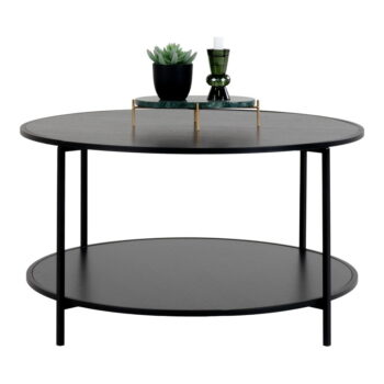 Čierny okrúhly konferenčný stolík s čiernou doskou ø 80 cm Vita – House Nordic - Image 2