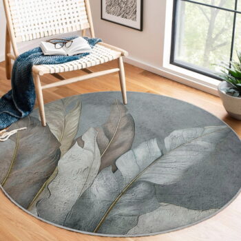 Zeleno-sivý prateľný okrúhly koberec ø 80 cm Dusty Leaves – Mila Home - Image 2