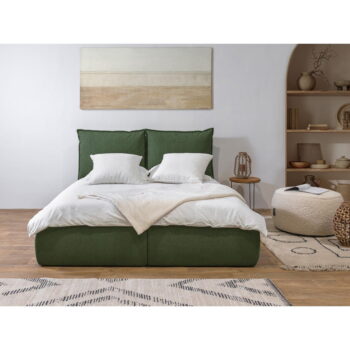 Tmavozelená čalúnená dvojlôžková posteľ s úložným priestorom a roštom 180x200 cm Garancia – Bobochic Paris – Obrázok 6