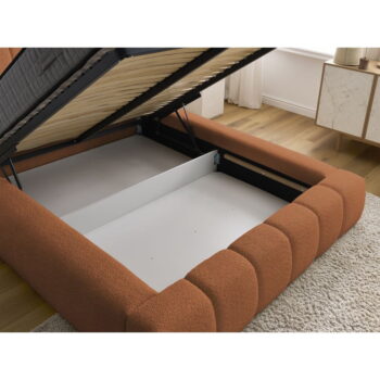 Oranžová čalúnená dvojlôžková posteľ s úložným priestorom s roštom 140x190 cm Denali – Bobochic Paris – Obrázok 5