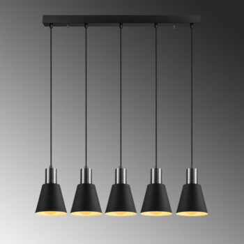 Čierne závesné svietidlo pre 5 žiaroviek Opviq lights Kem - Image 4