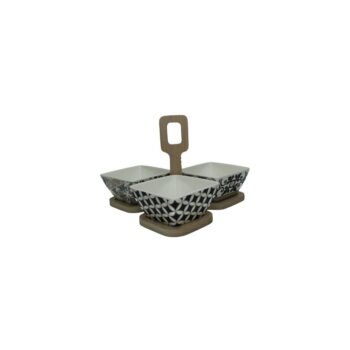 Set 3 porcelánových misek s bambusovým podnosom Brandani Alhambra – Obrázok 2