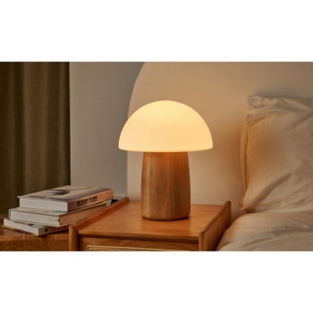Stmievateľná stolová lampa v prírodnej farbe so skleneným tienidlom (výška 32 cm) Alice - Gingko – Obrázok 5