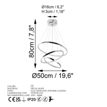 LED závesné svietidlo v striebornej farbe ø 50 cm Simit – Opviq lights - Image 9
