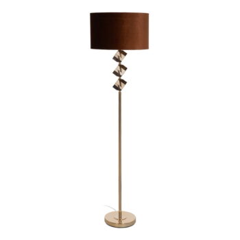 Stojacia lampa v hnedej a zlatej farbe s textilným tienidlom (výška 163 cm) – Ixia