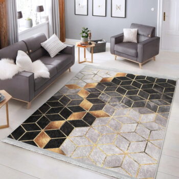 Koberec behúň v sivo-zlatej farbe 80x200 cm – Mila Home - Image 4