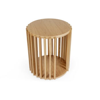 Odkladací stolík z dubového dreva Woodman Drum, ø 53 cm - Image 3