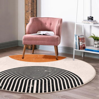 Oranžovo-krémový prateľný okrúhly koberec vhodný pre robotické vysávače ø 80 cm Comfort – Mila Home – Obrázok 3