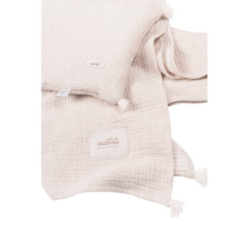 Krémová mušelínová detská deka a vankúš v súprave 100x130 cm Muslin Linen – Malomi Kids - Image 6