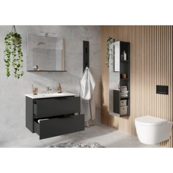Antracitová nízka závesná skrinka s umývadlom 81x61 cm Crandon – Germania – Obrázok 4