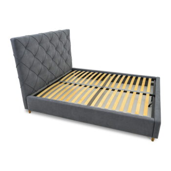 Sivá čalúnená dvojlôžková posteľ s úložným priestorom a roštom 140x190 cm Bee – Scandic - Image 5