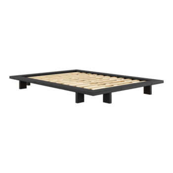 Čierna dvojlôžková posteľ z borovicového dreva s roštom 140x200 cm Japan - Karup Design