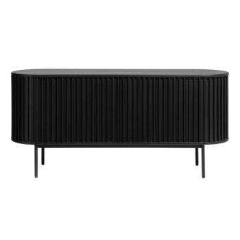 Čierna nízka komoda v dekore duba s posuvnými dverami 73x160 cm Siena – Unique Furniture