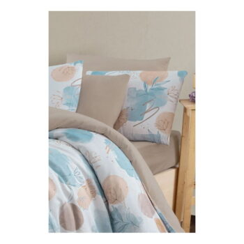 Modro-hnedé 4-dielne predĺžené obliečky na dvojlôžko s plachtou 200x220 cm Magnolia – Mila Home - Image 3
