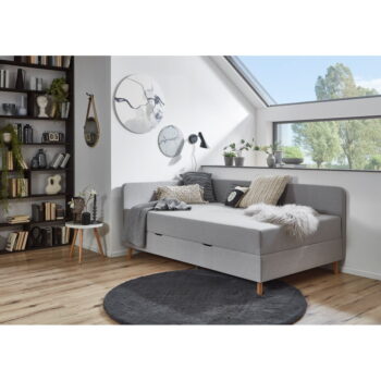 Svetlosivá čalúnená jednolôžková posteľ s úložným priestorom 90x200 cm Cabana – Meise Möbel - Image 8