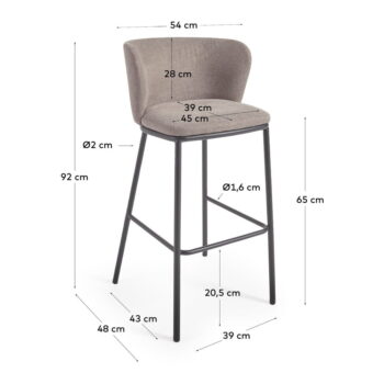 Svetlohnedá barová stolička (výška sedadla 65 cm) Ciselia – Kave Home - Image 4