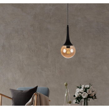 Čierne závesné svietidlo so skleneným tienidlom ø 15 cm Horn – Squid Lighting - Image 3