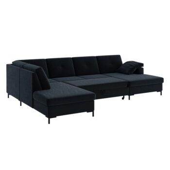 Tmavomodrá zamatová rozkladacia pohovka do "U" Ghado Moor, ľavý roh – Obrázok 4