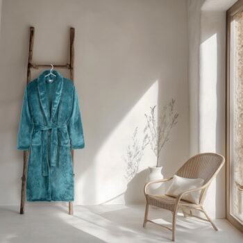 Modrý župan z mikroplyšu veľkosť XL/XXL Polyvelvet – Good Morning - Image 2