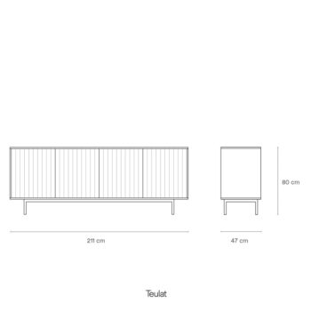 Sivá nízka komoda 211x80 cm Sierra – Teulat - Image 8