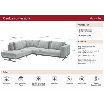 Béžová rohová pohovka Devichy Caulus, ľavý roh - Image 5